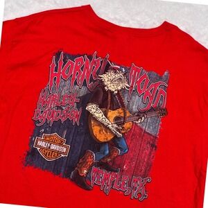 Harley-Davidson T-Shirt Mens XL (FIT M) Red Horny Toad Guitar TX MADE USA Biker
